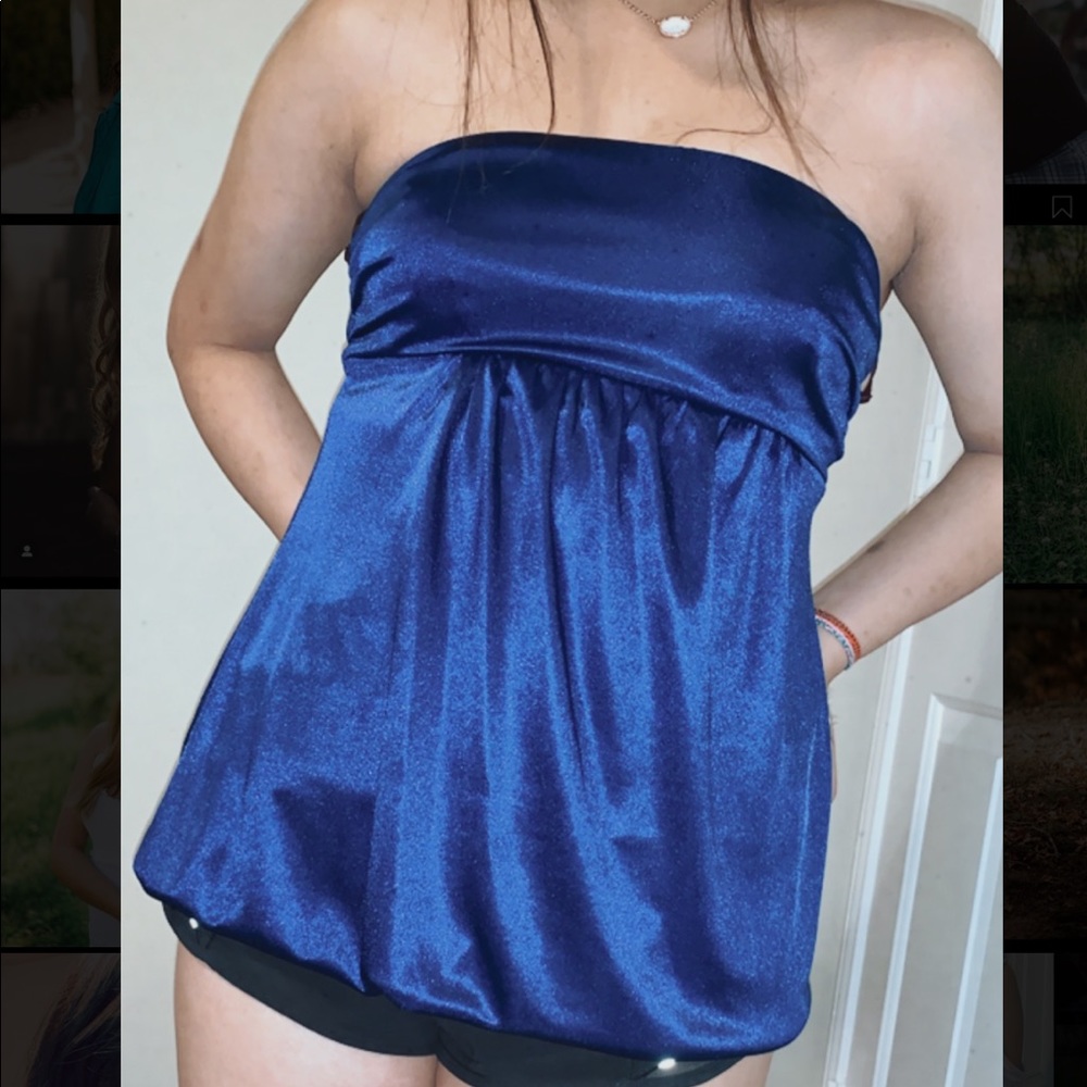 STRAPLESS SAPPHIRE BLUE TOP